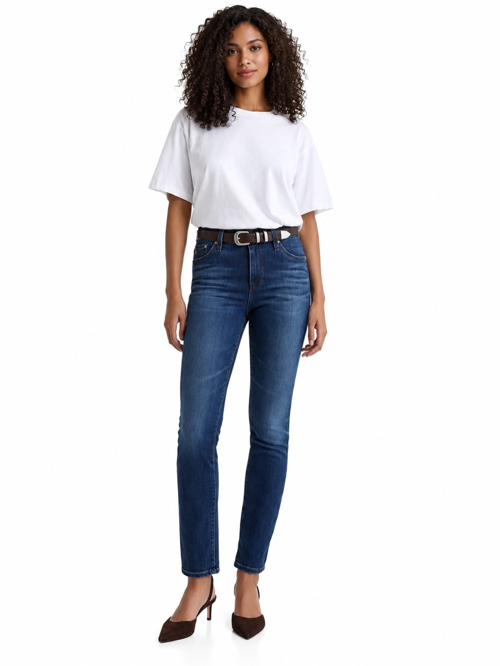 AG THE STILT Y2K Cigarette-Leg Jeans Casual Relaxed Fit Stretch Denim